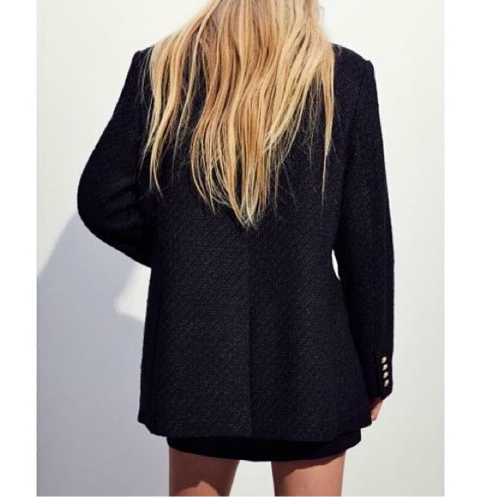 H&M TEXTURED WEAVE BLAZER XS Black - Picture 3 of 11
